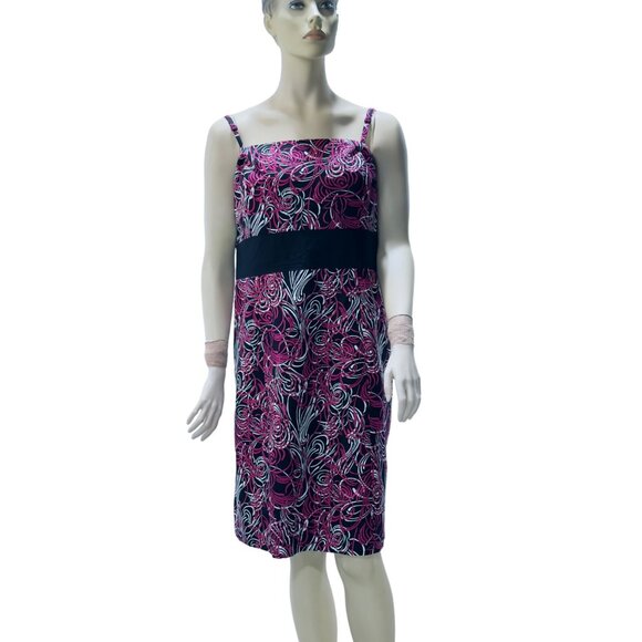 Ann Taylor LOFT Women Floral Print Strapless Dress Lined Pink Black Plus Size 18 - Picture 12 of 16